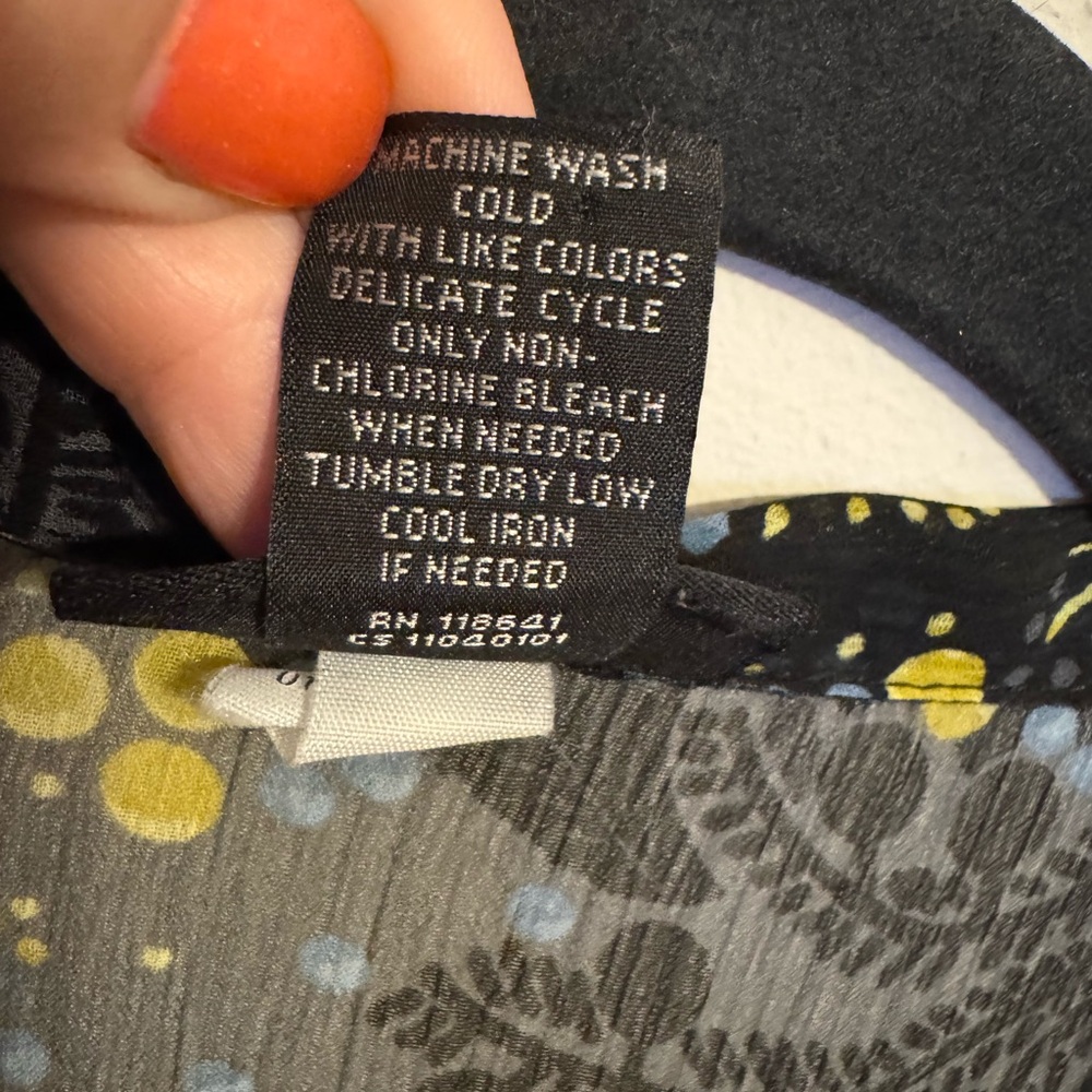 Lane Bryant Black Print Neckline Tie Blouse   PLUS: 18/20      #T - Picture 7 of 8